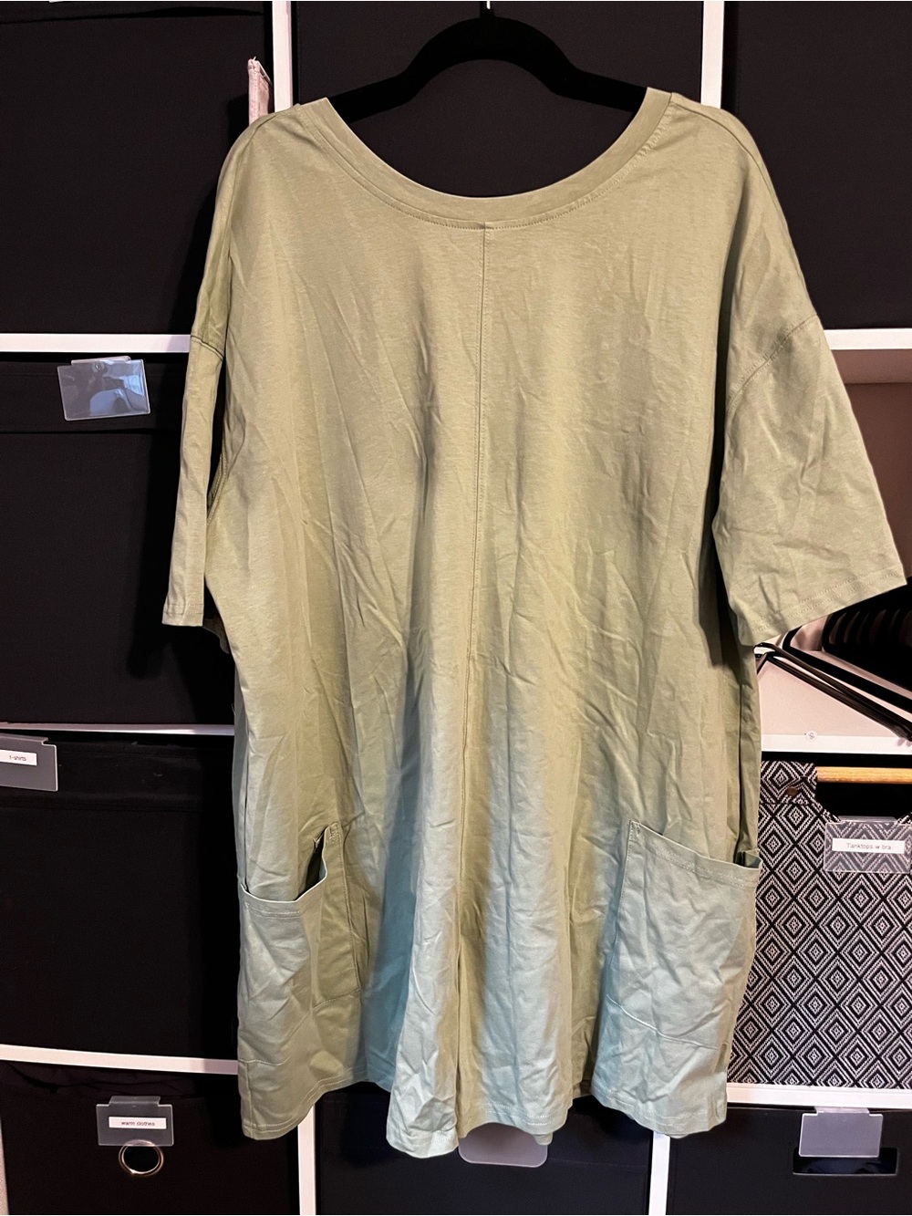 Oversized Pocket Tunic Dress in Sage Green